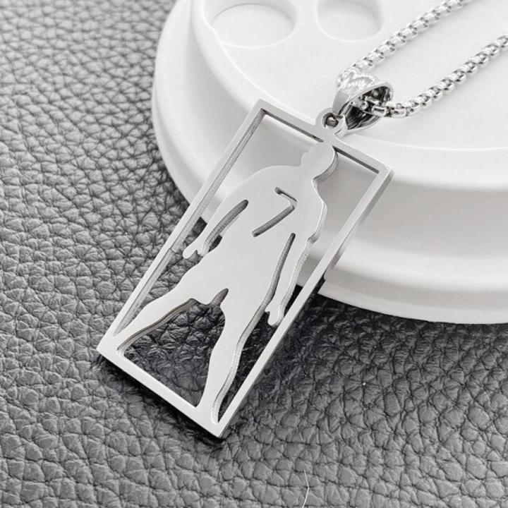 Cr7 Cristiano Ronaldo Stainless Steel Necklace Soccer Fans Square Pendant Necklace