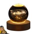 3D Crystal Ball Globe Table Lamp with Wood Base Moon Light Lamps Night Light for Children Birthday Gifts Novelty Home Decor. 