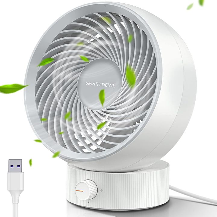 SmartDevil New USB Desk Fan, Small Personal Desktop Table Fan with Strong Wind, Quiet Operation Portable Mini Fan for Home Office Bedroom Table and Desktop (White) uk import