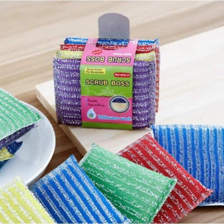 3Pcs Metal Abrasive Sponges Kitchen Cleaning Sponge Brush for Pots and Pans Daraz.pk