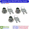 3pcs Stainless Steel Electronic Key Switch ON-OFF-ON Power Control Lock 12×21mm 3 Pin with 2 Keys for DIY & Security by Electrica. 