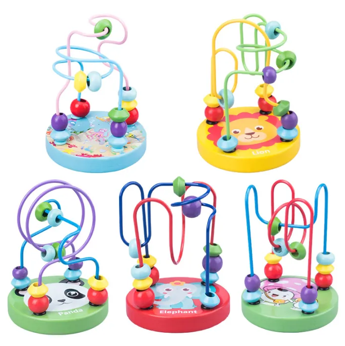 Mini Small Wooden Beads Wooden Wire Game Toy Early Education Puzzle Children's Wooden Toys