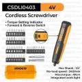 INGCO Lithium-Ion Cordless Electric Screwdriver Portable Rechargeable Electric Tools Nuts Tools CSDLI0403. 