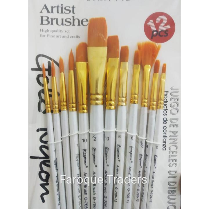 Paint Brushes, Watercolors/Acrylic and Oil Painting Brushes, Artist Brushes, Giorgione (Pack of 12)