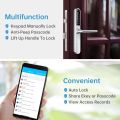 Ruveno Slim Smart Fingerprint Door Lock with Handles, Keyless Entry Door Lock, Bluetooth Fingerprint Keypad Card Keyless Unlock for Aluminum Swing Wooden Door(Grey). 