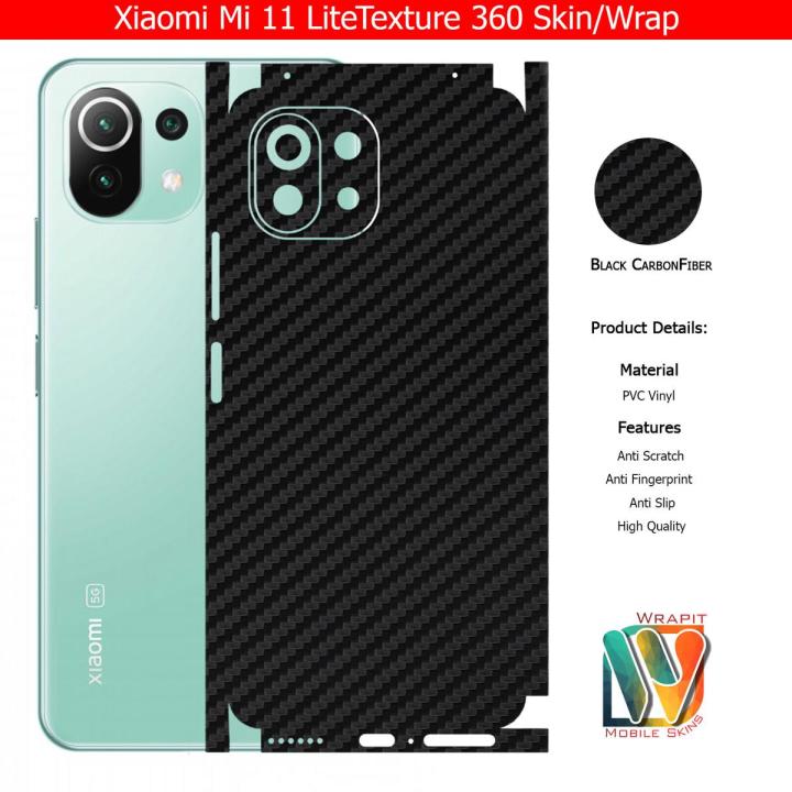 Xiaomi Mi 11 Lite Skin / Wrap 360 Protection Carbon fiber/ Matte/ Transparent/ Leather Back And Sides Included Camera Skin