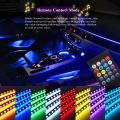 Car Interior Atmosphere Light 7 Color with Remote 12 LED On Each Strip 100% Orignal Same As Shown in Pictures , Car Interior Floor Decorative Atmosphere Light Remote Control RGB Light with Music Sensor. 