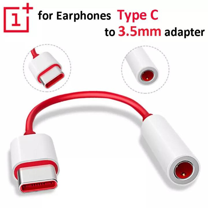 OnePlus USB Type C to 3.5mm Audio Jack Adapter with Hi Res DAC Smart Chip for OnePlus 6T 7 Pro 8T Nord 9 Pro 10 Pro, 9.7cm Length, White, Red