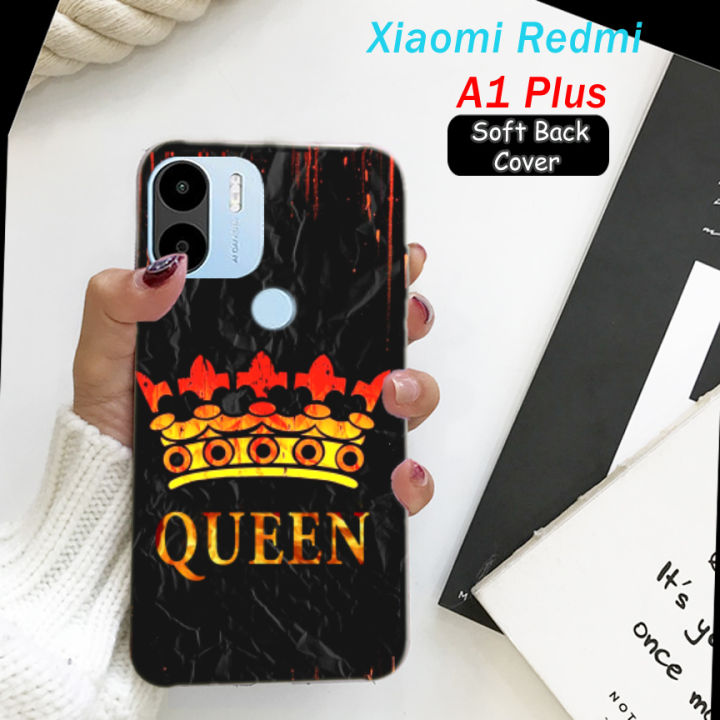 Xiaomi Redmi A1 Plus  Back Cover Girls - Queen Style Mobile Back Cover Pouch - Black Airbag Case Anti Shockproof Phone Case