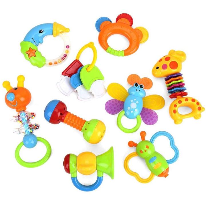 8 Pcs - Baby Rattles and Teether Toys For Kids Rattles For Babies