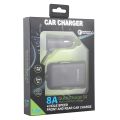 HMQ-C801 1.8m 8A Max 4 Ports USB Car Charger with Extending USB HUB for Front & Back Seat Charging (Black). 