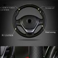 Universal Carbon Fiber Steering Wheel Cover Unstitched Leather Black Soft Anti Slip Sport Hand Stitches. 