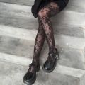Retro Flower Pattern Women's Sexy Pantyhose Stocking Slim Elastic Lace Mesh Fishnet Socks Leggings Lolita Red Black Tights Stocking. 