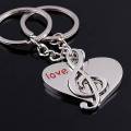 Lovers Keychain Buckle Couple Key Chain Ring Heart & Music Note Love. 