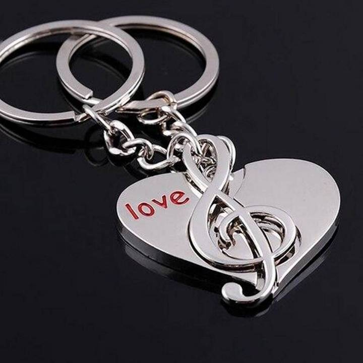 Cute Heart Notes Couples Alloy Key Chain Keyring Keychain Lover Gift
