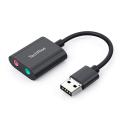 TechRise External USB Audio Adapter Stereo Sound Card with 3.5mm Headphone and Microphone Jack for Windows Mac Linux PC Laptops Desktops. 