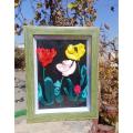 Silk Ribbon embroidery wall hanging, Framed. 