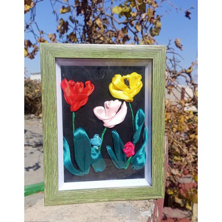Silk Ribbon embroidery wall hanging, Framed