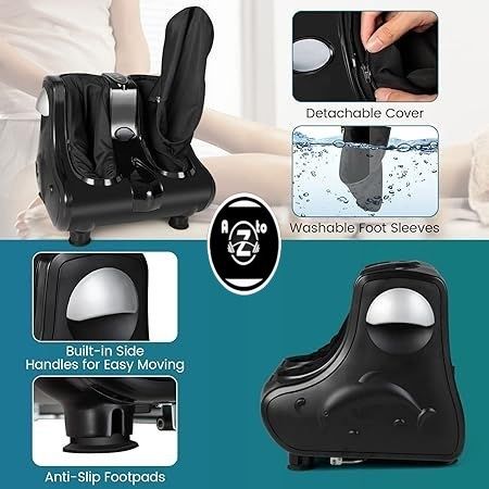 Foot And Calf Massager - Leg Massager - Foot Massager Foot and Calf Massager w/Adjustable Tilt Base, Kneading, Heat, Vibration, Timer, LCD Screen, , Electric Feet Massage for Blood Circulation, Pain Relief, Plantar Fasciitis