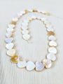 5, 11pcs Natural Flat Heart White Mother of Pearl Sea Shell Beads for Crafting - DIY Crafting Elegant Jewelry Making Supplies. 