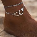Huitan Metal Rock Chains Anklets for Women Cool Foot Accessories Snake Lock Key Heart Charms Daily Wear Ankle Bracelet Jewelry. 