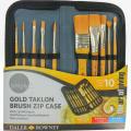 Daler Rowney - Simply Gold Taklon Paint Brush Set and Zip Case - Set of 10. 