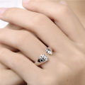 Cute Women Cat Paw Open Ring Silver Plated  Animal Jewelry Gift. 