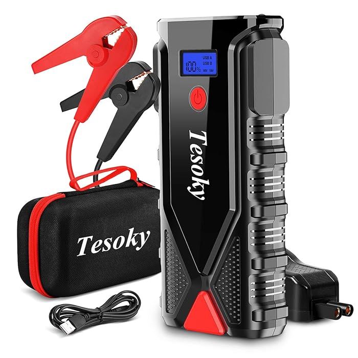 Car Battery Charger Jump Starter,Tesoky 1200A Jump Starter 18000 mAh Car Battery Booster Jump Starter (7.2L Gas And 5.5L Diesel Engines) with Quick Charge 3.0 USB Ports