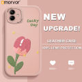 AMORVOR for Samsung A04 Back Cover Pink Flower PU Leather Case Soft Silicone Edge Mobile Cover. 