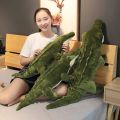 Simulation Large Soft Crocodile Plush Toy Fluffy Full Stuffed Animal Pillow Green Giant Alligator Sofa Cushion Kid Birthday Gift. 
