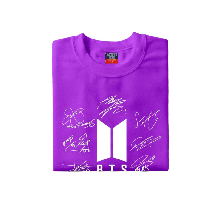 Purple BTS Signature Printed Summer Half Sleeves T-Shirts for girls and Women