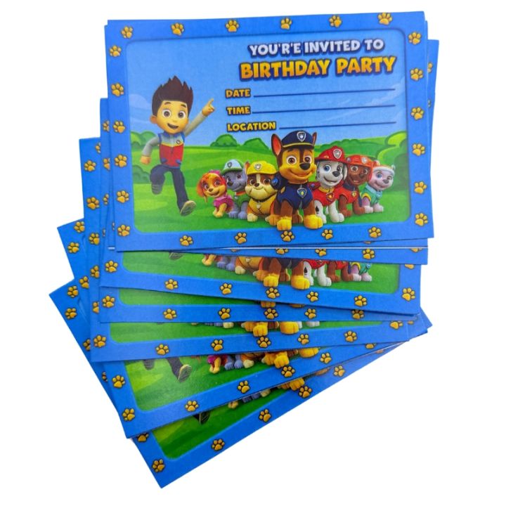 Paw Patrol Invitation Cards - 4 Inch By 3 Inch - Invitation Cards - Paw Patrol Theme - Blue - Boys - Pack Of 8