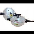 Premium Quality Majestic Wok/Karahi+Pressure Cooker Combo with Additional Glass Lid, Elegant Stainless Steel Pressure Cooker+Karahi Available in 8/10/12 Liters. 