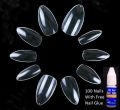 100pcs Almond Shape Nails, With Nail Glue For Girls, Artificial Nails, Beautiful Fancy Nails Fake Nails With Nail Glue, Acrylic Nails Nails Kit 100pcs Set Transparent & Natural Falsee Nail. 
