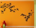 Tree with Bird cage Large Wall Sticker Size (Vinyl, 59 x 60 cm, Black). 