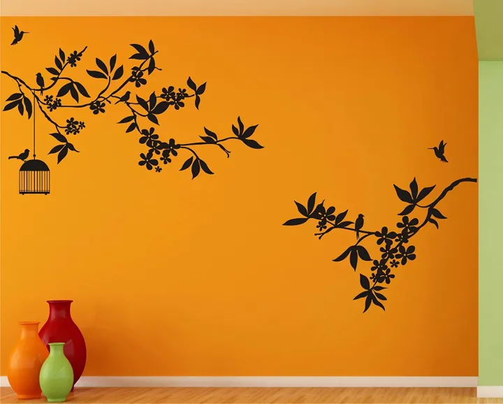 Tree%20with%20Bird%20cage%20Large%20Wall%20Sticker%20Size%20(Vinyl,%2059%20x%2060%20cm,%20Black)%20-%20Image%202