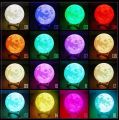 3D Moon Lamp (12 CM) - Rechargeable Night Light,16 LED Colors, with Wooden Stand, Remote & Touch Control. 