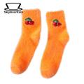 Skymountain Winter Socks Candy Color Fashion Avocado Cherry Eggplant Pattern Floor Sleeping Socks. 