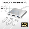 Sounce 3 In 1 Type C USB 3.1 To USB-C 4K HDMI USB 3.0 Adapter Hub Type-C Multiport AV Converter  Any HDMI Monitor Like TV, Projector 4K HDMI Output USB 3.0 & USB C 100W Fasting Charging for MacBook/Mac Pro Air iPad Pro & More USB-C Port Device - Rose Gold. 