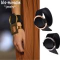 【Hengli jewelry story】MAA-OE Punk Black Bracelets Big Round Leather Bangle Bracelet Wristband Metal Party Gift Wholesale BA-132. 