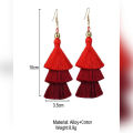 Red - High Quality Multi Layer Tassel Earrings For Women - CIE22. 