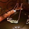 Buy gold plated name necklace latest design for bride to be on wedding and surprise the bride with special memorable gift. Get the couple name personalized on the necklace.. 