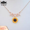 Pendant Leave Shape Necklace with Sunflower Pendant. 