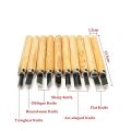 10pcs Woodcarving Chisel Set Wooden Handle Hand Carving Tool Wood Carving Tools Art Supplies. 