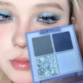 4-Color Starry Sky Blue Eyeshadow Palette Matte Fine Flash Pigmented Blush Powder 4 Color Pressed Eyeshadow Party Makeup Palette. 