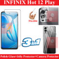 Infinix Hot 12 Play Protection Bundle Front Polish Glass Screen Back Jelly Sheet Camera Lens Protectors. 