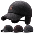 New Woolen Knitted Winter Ear Cover Baseball Cap Men Thicken Warm Hats With Earflaps Sport Golf Hats. 