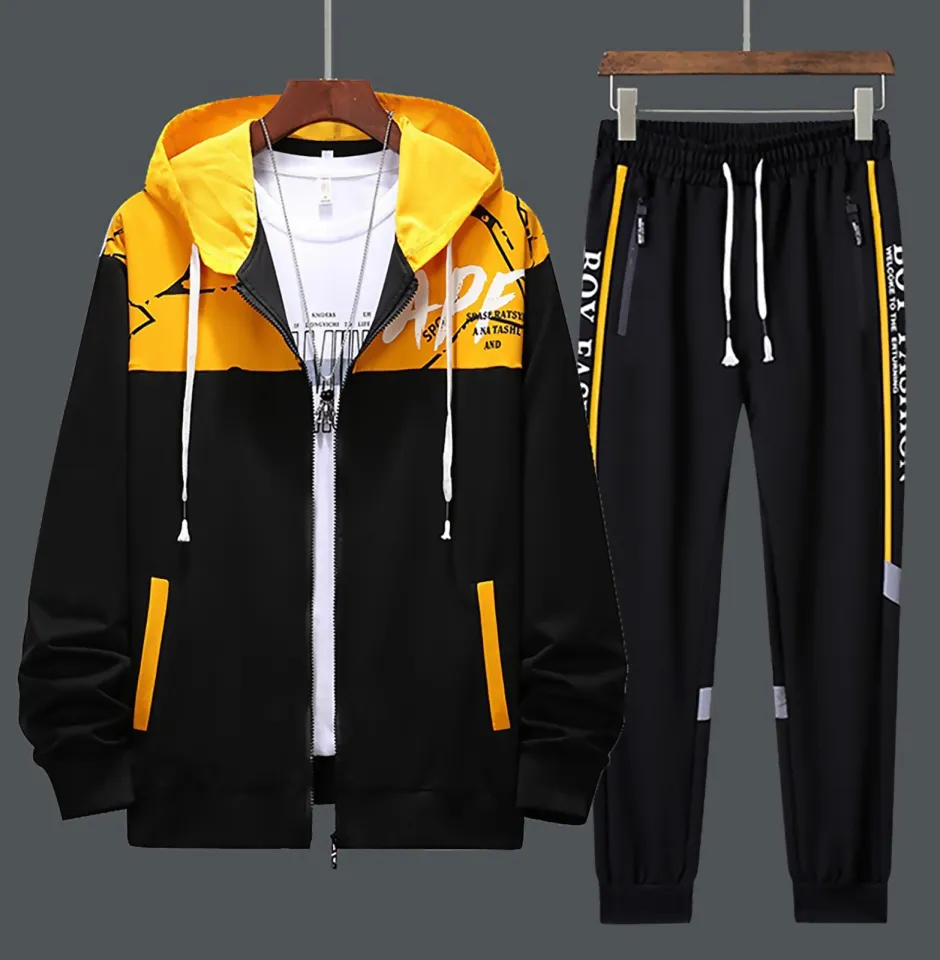 Fashion hooded tracksuit mens