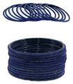 Navy Blue | 24 pieces/ 2 Dozen velvet glass bangles of all sizes ( do, sawa do , dhai ). 