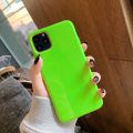 Silicone Solid Neon Fluscent Yellow Green Phone Case For iPhone 13 12 11 Pro Max X XS XR 8 7 Plus SE 2020 Case Soft Cover Red. 